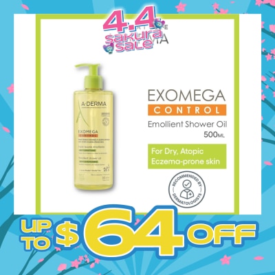 ADERMA - Exomega Control Emollient Shower Oil Bodywash (Anti-Scratching Suitable for Infants Children & Adults) 500ml