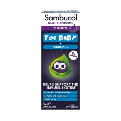 SAMBUCOL Black Elderberry Vitamin C Drops for Baby Suitable for 6 months above (Help Support Immune System) 20ml