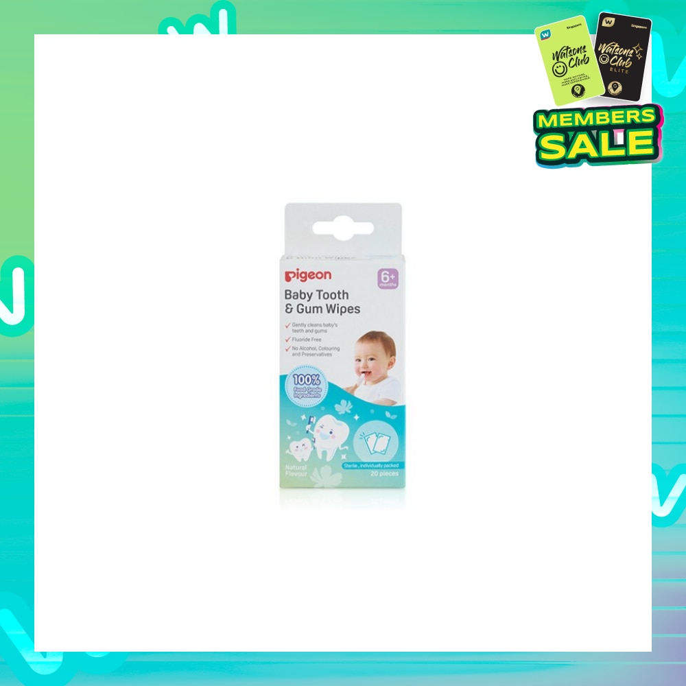 Baby Tooth & Gum Wipes Fluoride Free Natural Flavour Sterile Individually Packed (For 6 months +) 20s