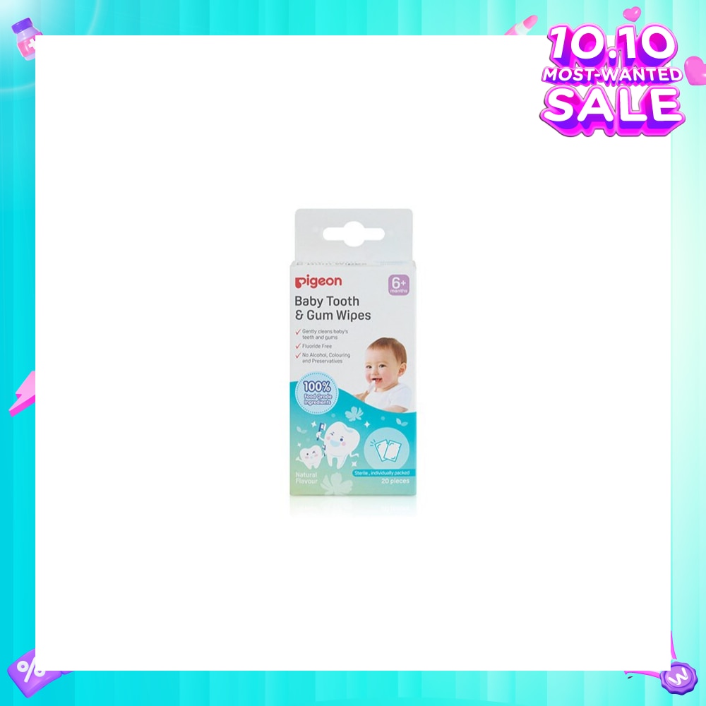 Baby Tooth & Gum Wipes Fluoride Free Natural Flavour Sterile Individually Packed (For 6 months +) 20s