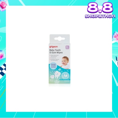 PIGEON Baby Tooth & Gum Wipes Fluoride Free Natural Flavour Sterile Individually Packed (For 6 months +) 20s