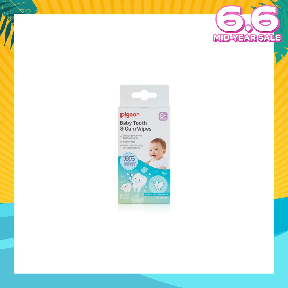 Baby Tooth & Gum Wipes Fluoride Free Natural Flavour Sterile Individually Packed (For 6 months +) 20s