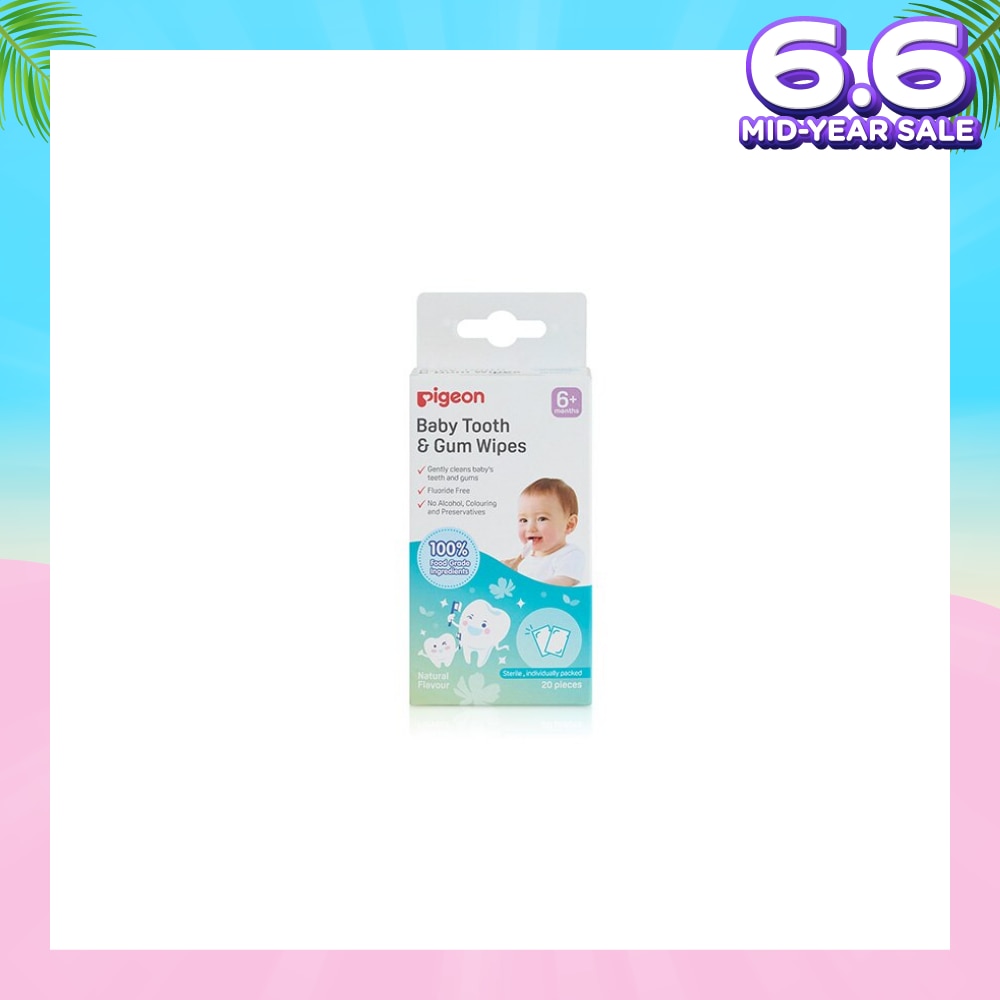 Baby Tooth & Gum Wipes Fluoride Free Natural Flavour Sterile Individually Packed (For 6 months +) 20s