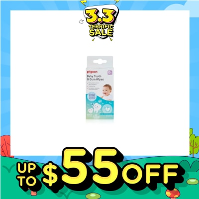 PIGEON Baby Tooth & Gum Wipes Fluoride Free Natural Flavour Sterile Individually Packed (For 6 months +) 20s
