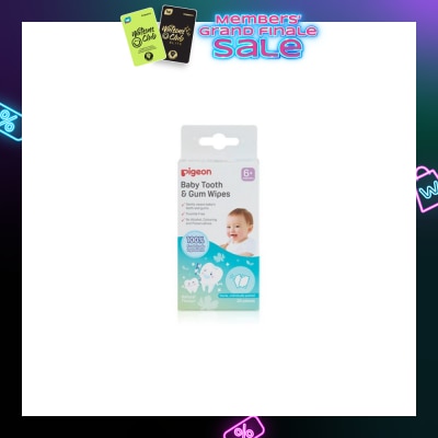PIGEON Baby Tooth & Gum Wipes Fluoride Free Natural Flavour Sterile Individually Packed (For 6 months +) 20s