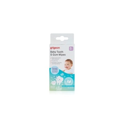 PIGEON Baby Tooth & Gum Wipes Fluoride Free Natural Flavour Sterile Individually Packed (For 6 months +) 20s