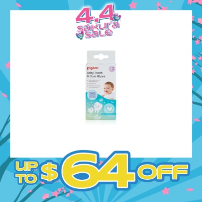 PIGEON - Baby Tooth & Gum Wipes Fluoride Free Natural Flavour Sterile Individually Packed (For 6 months +) 20s