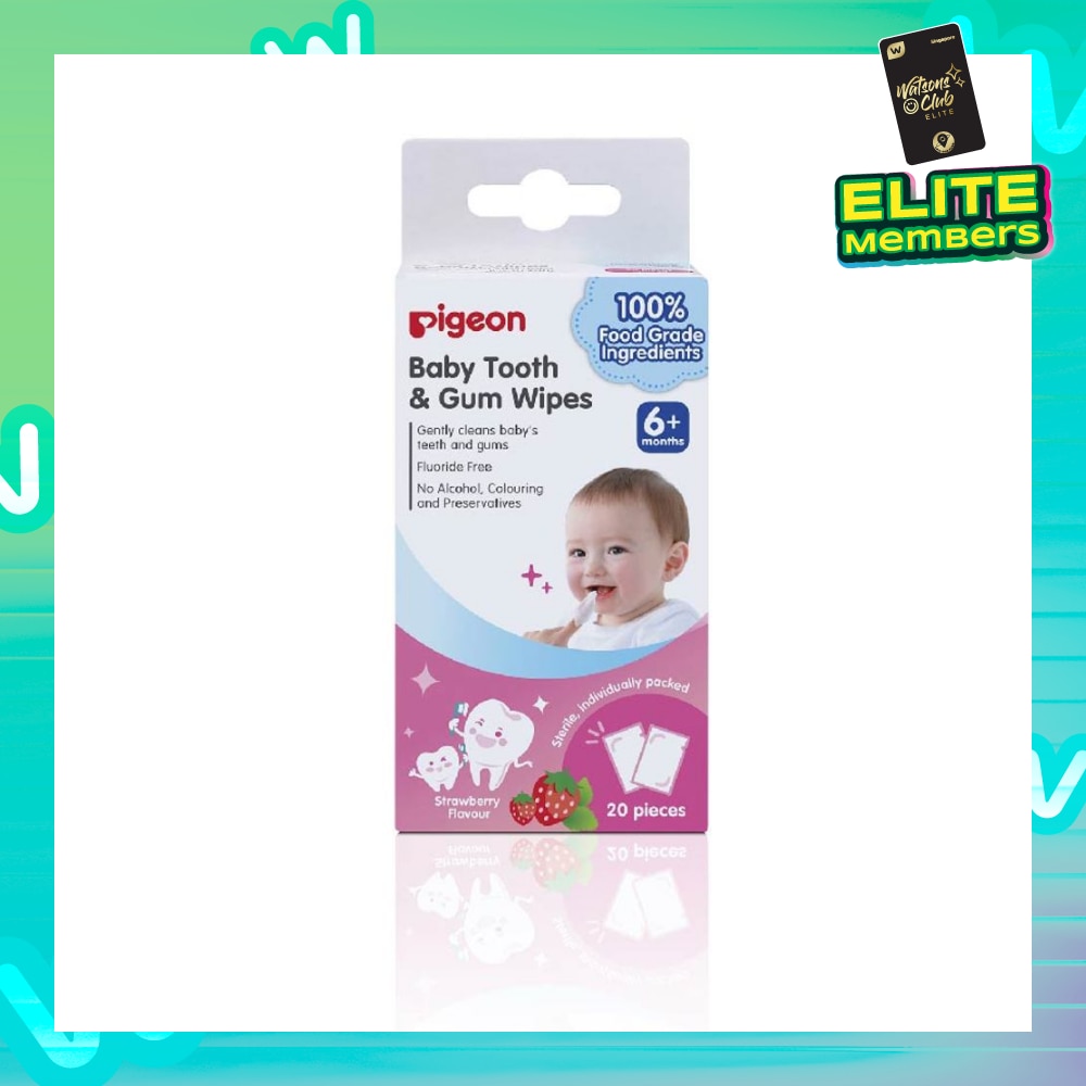 Baby Tooth & Gum Wipes Fluoride Free Strawberry Flavour Sterile Individually Packed (For 6 months +) 20s
