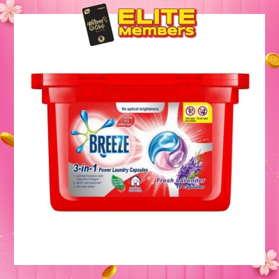 BREEZE Breeze 3-in-1 Fresh Lavender Power Laundry Capsules 18s