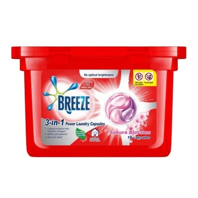 BREEZE 3 in 1 Sakura Blossom power Laundry Capsules 18s x 270g