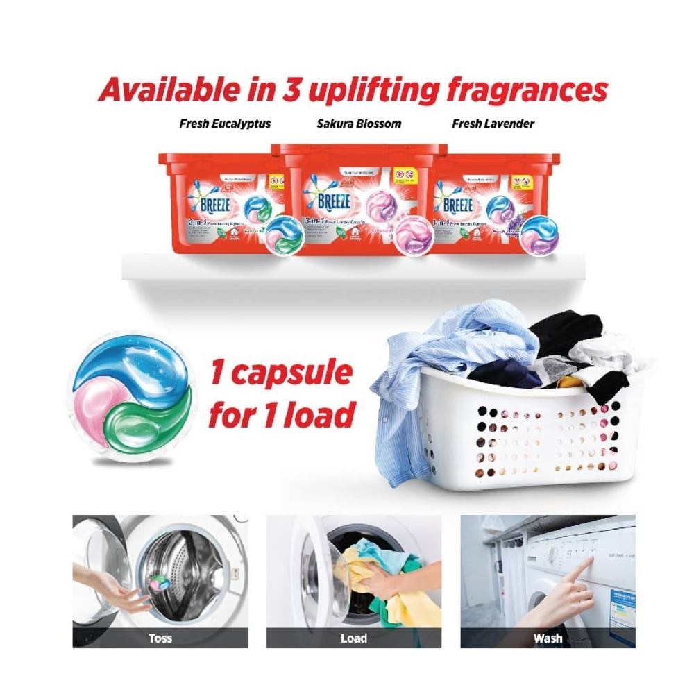 Breeze 3-in-1 Fresh Eucalyptus Power Laundry Capsules 18s<BR>