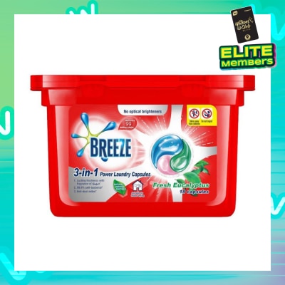BREEZE Breeze 3-in-1 Fresh Eucalyptus Power Laundry Capsules 18s