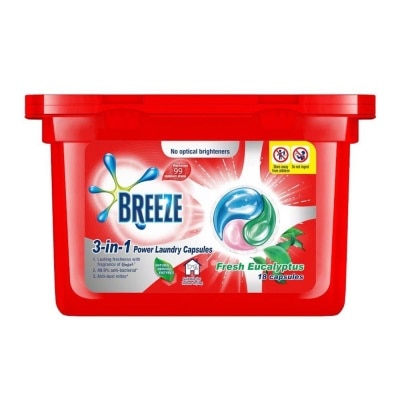 BREEZE Breeze 3-in-1 Fresh Eucalyptus Power Laundry Capsules 18s