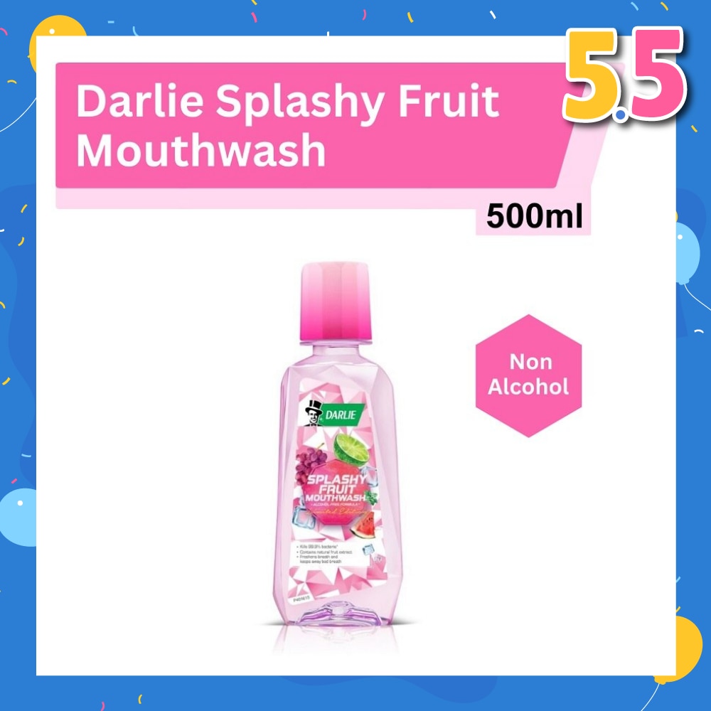 Splashy Fruit Mouthwash Alcohol Free Formula Limited Edition Kills 99.9% Bacteria 500ml