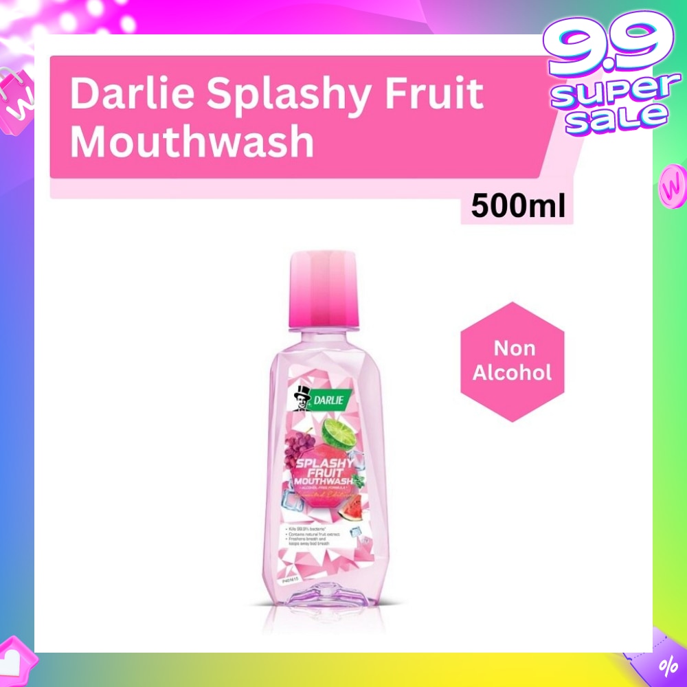 Splashy Fruit Mouthwash Alcohol Free Formula Limited Edition Kills 99.9% Bacteria 500ml