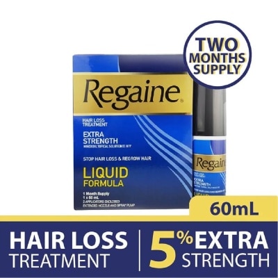 REGAINE Extra Strength Minoxidil Topical Solution 5% W/V Solution Twin Packset (For Hair Regrow & Hair Loss Treatment) Packset 60ml x 2s