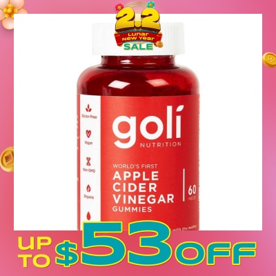 GOLI NUTRITION World's First Vegan Gluten Free Apple Cider Vinegar Gummies (Non-GMO) 60s