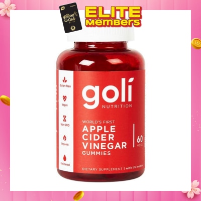 GOLI NUTRITION World's First Vegan Gluten Free Apple Cider Vinegar Gummies (Non-GMO) 60s