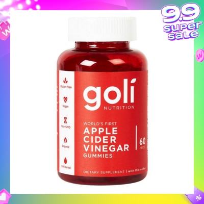 GOLI NUTRITION World's First Vegan Gluten Free Apple Cider Vinegar Gummies (Non-GMO) 60s