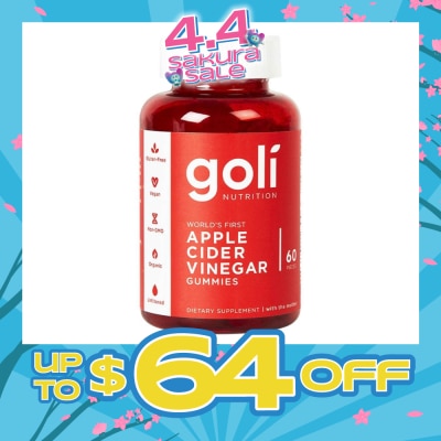 GOLI NUTRITION - World's First Vegan Gluten Free Apple Cider Vinegar Gummies (Non-GMO) 60s