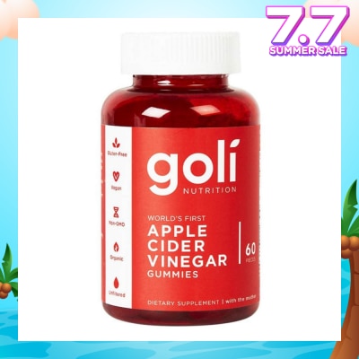 GOLI NUTRITION World's First Vegan Gluten Free Apple Cider Vinegar Gummies (Non-GMO) 60s