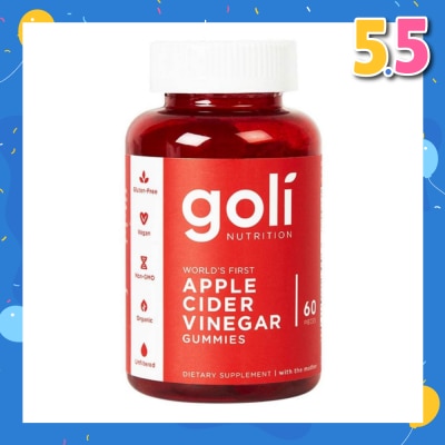 GOLI NUTRITION World's First Vegan Gluten Free Apple Cider Vinegar Gummies (Non-GMO) 60s