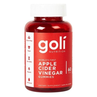 GOLI NUTRITION World's First Vegan Gluten Free Apple Cider Vinegar Gummies (Non-GMO) 60s