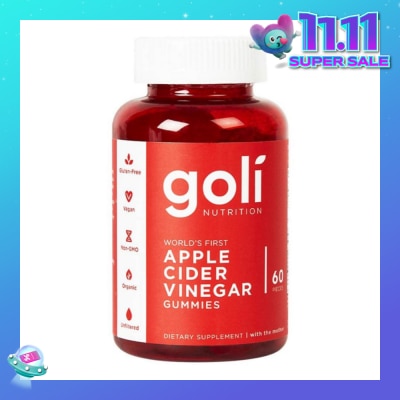 GOLI NUTRITION World's First Vegan Gluten Free Apple Cider Vinegar Gummies (Non-GMO) 60s