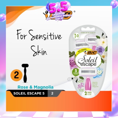 BIC - Soleil Escape 5 Rose & Magnolia Shaver 2s