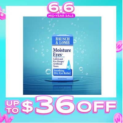 BAUSCH + LOMB - Moisture Eyes Lubricant Eye Drops (Soothe + Relief Dry Eyes) 15ml (Expiry: Jan`2027)
