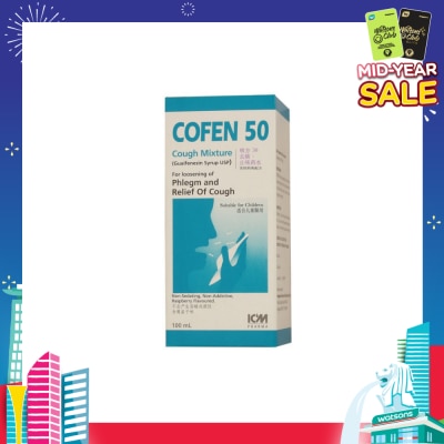 ICM PHARMA Cofen 50 Cough Mixture (For Loosening Of Phlegm And Relief Of Wet Cough) 100ml