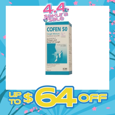 ICM PHARMA - Cofen 50 Cough Mixture (For Loosening Of Phlegm And Relief Of Wet Cough) 100ml