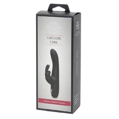 FIFTY SHADES OF GREY Greedy Girl Rechargeable Slimline Rabbit Vibrator Black 1s