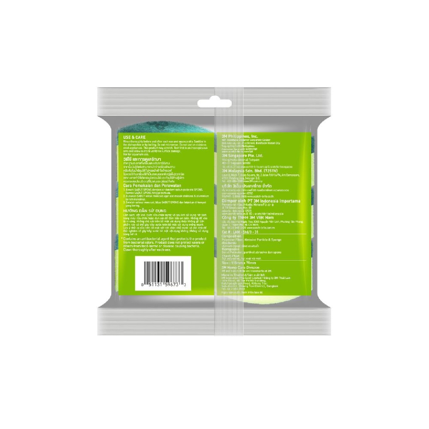 SCOTCH-BRITE Tough Clean Scub Sponge 3s