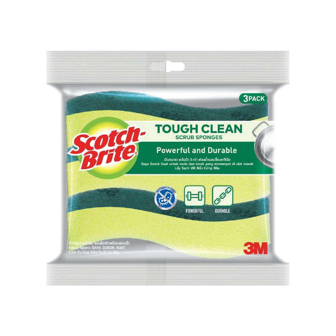SCOTCH-BRITE Tough Clean Scub Sponge 3s