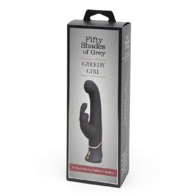 FIFTY SHADES OF GREY Greedy Girl G-Spot Stroker Rabbit Vibrator Black 1s