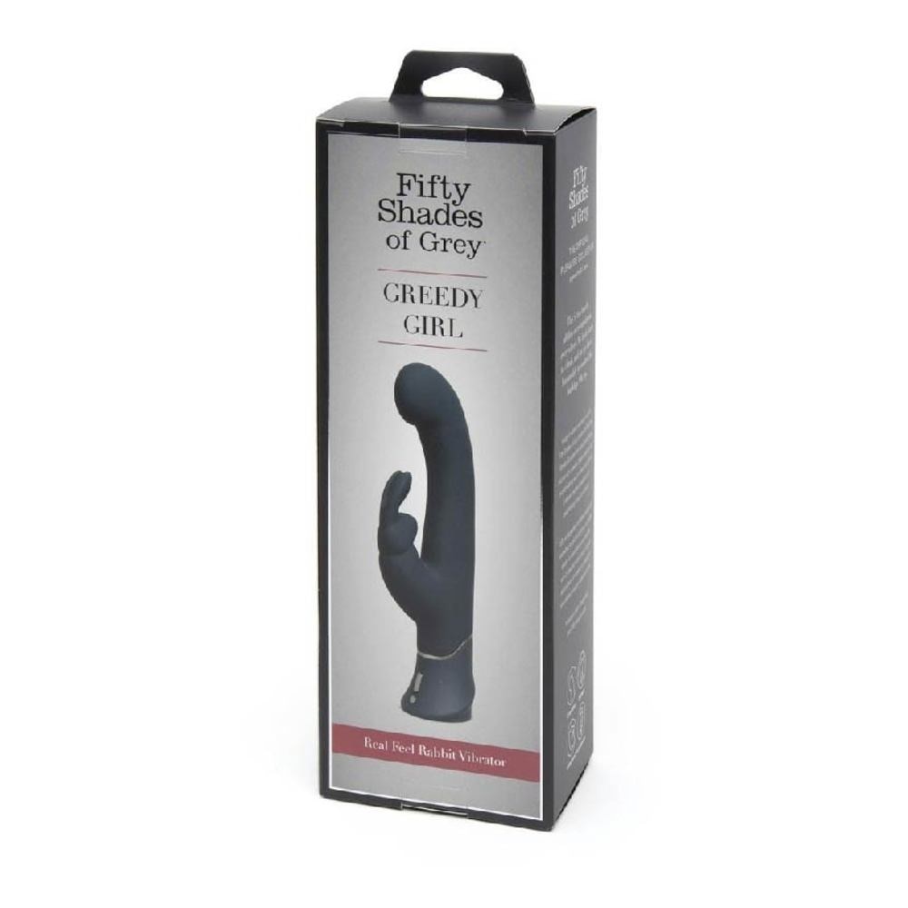 Greedy Girl Real Feel Rabbit Vibrator Grey 1s