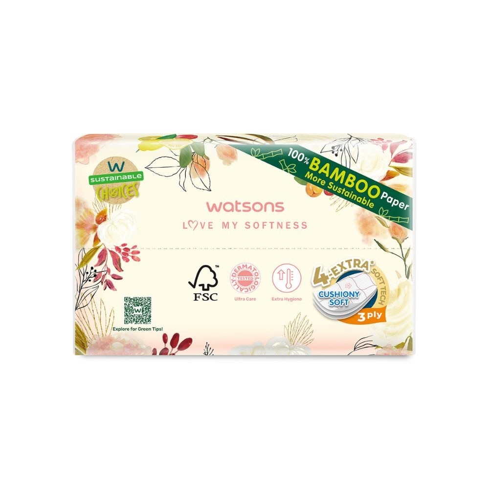100% Bamboo Velvet Facial Travel Tissue M Sheet (154mm x 195mm) 3 Ply 50s x 4