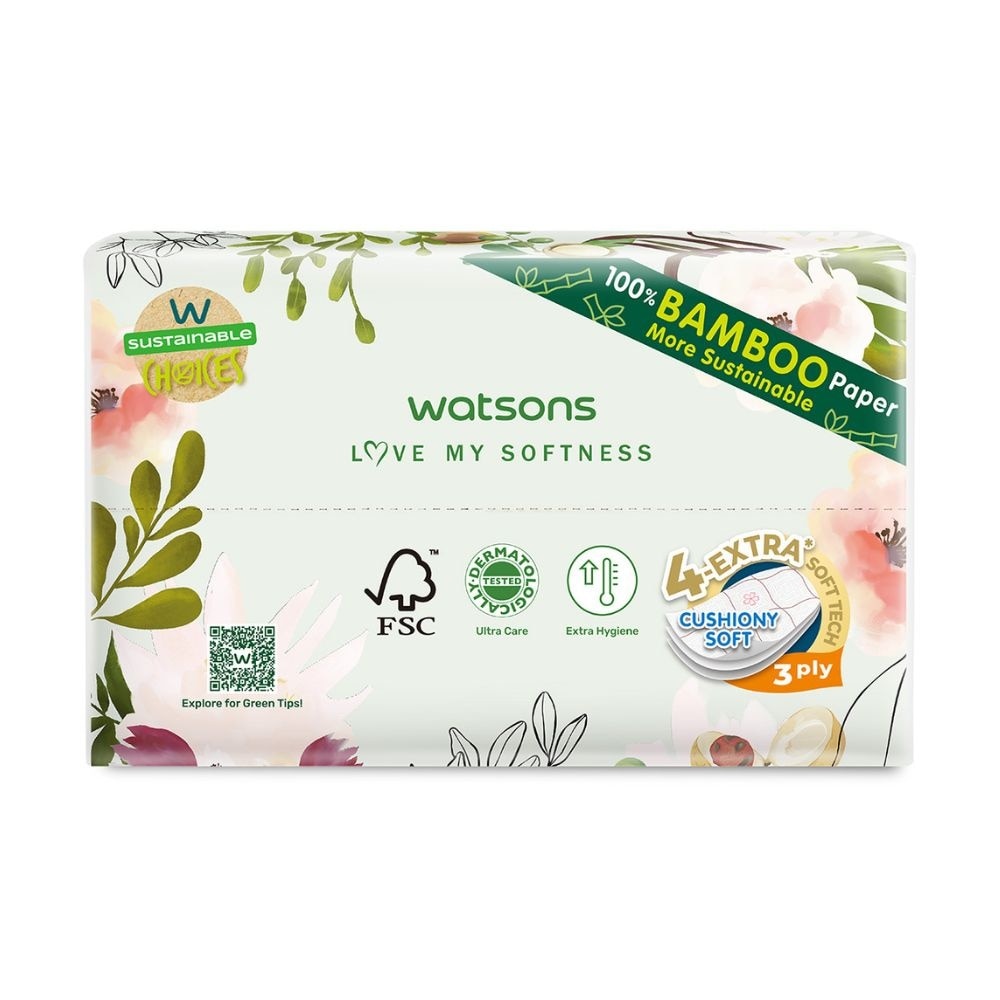100% Bamboo Velvet Facial Travel Tissue M Sheet (154mm x 195mm) 3 Ply 50s x 4