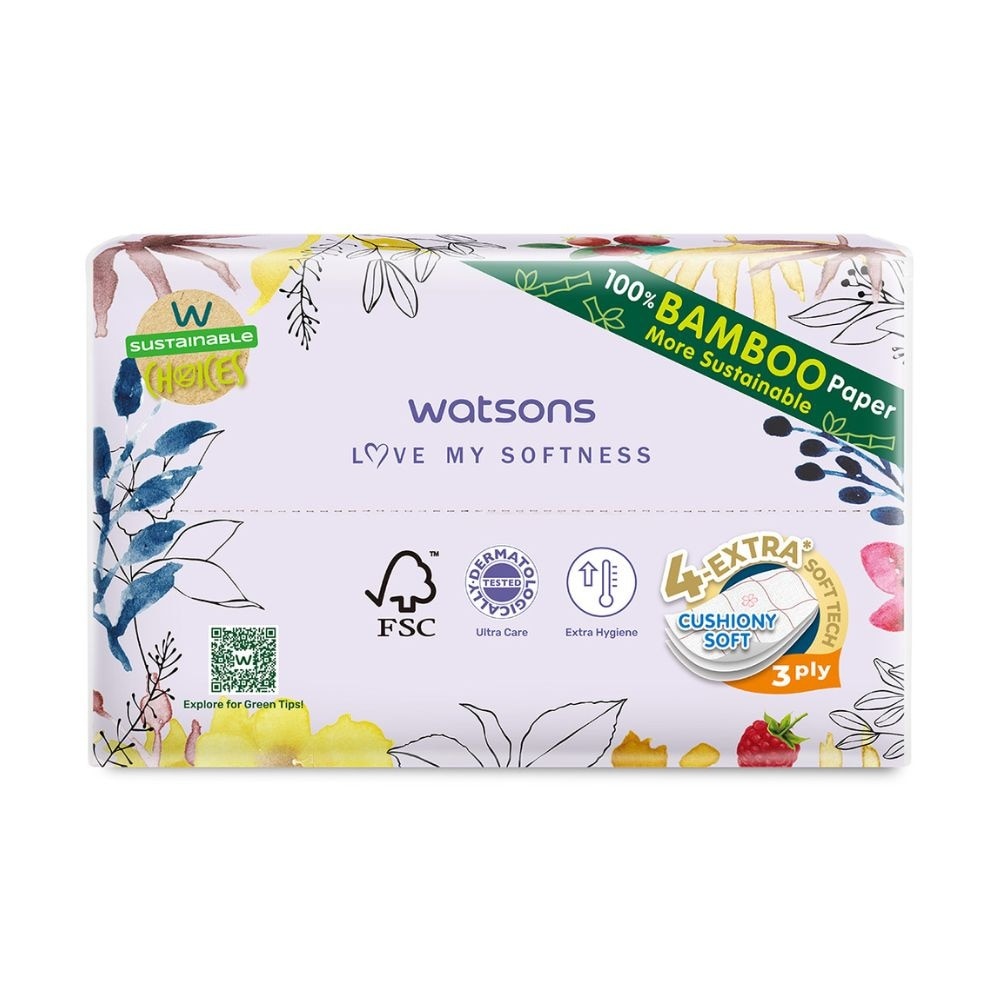 100% Bamboo Velvet Facial Travel Tissue M Sheet (154mm x 195mm) 3 Ply 50s x 4