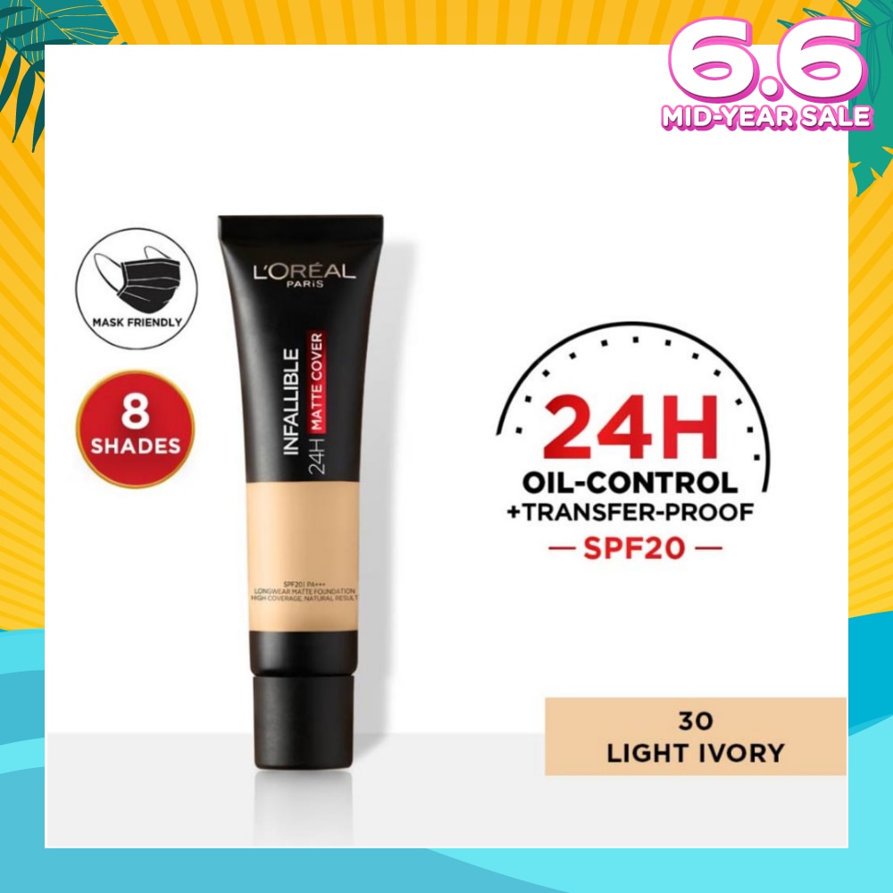 L'OREAL PARIS MAKEUP Infallible 24H Matte Cover Liquid Foundation 30 Light Ivory SPF20 35ml