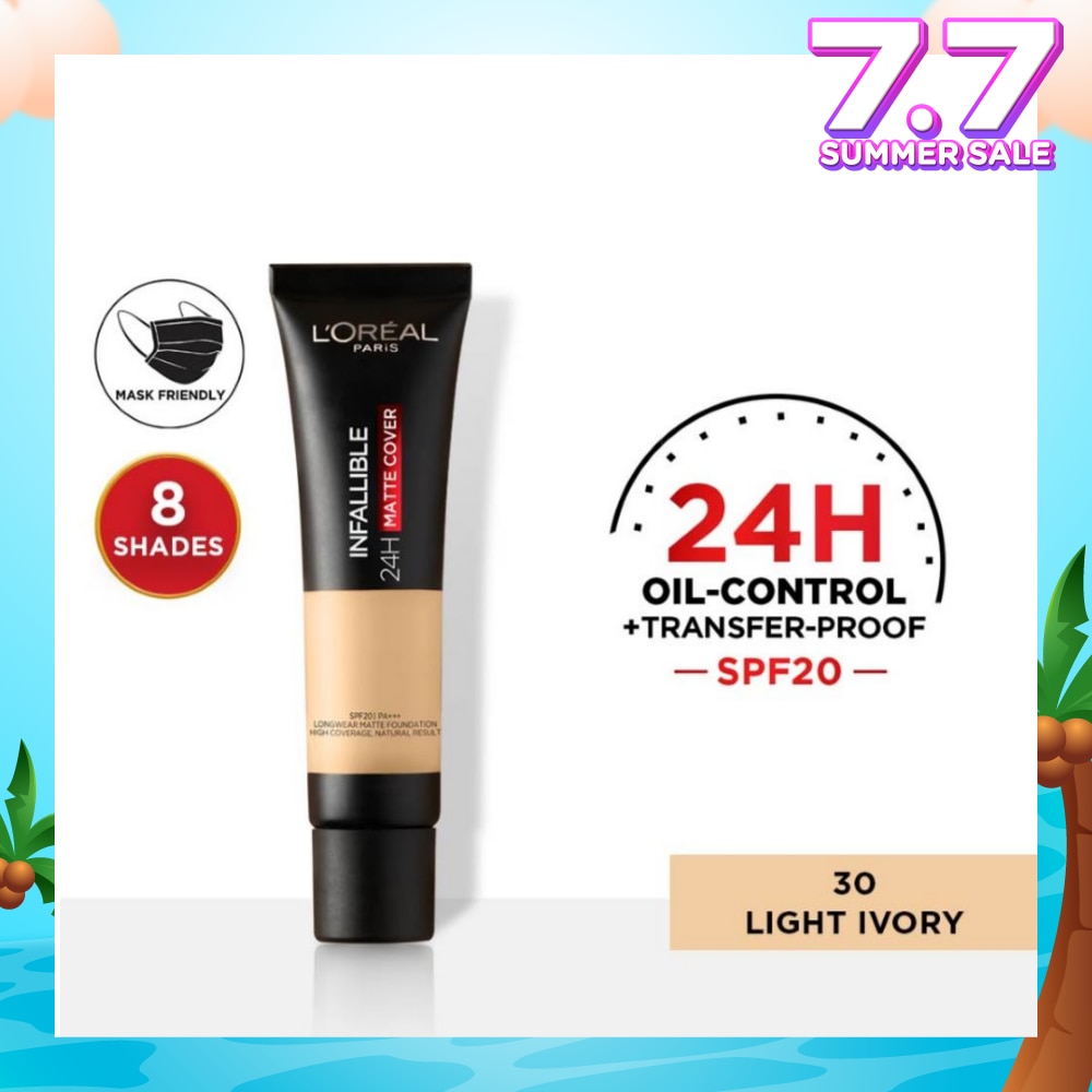 L'OREAL PARIS MAKEUP Infallible 24H Matte Cover Liquid Foundation 30 Light Ivory SPF20 35ml
