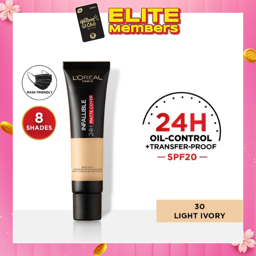 L'OREAL PARIS MAKEUP Infallible 24H Matte Cover Liquid Foundation 30 Light Ivory SPF20 35ml