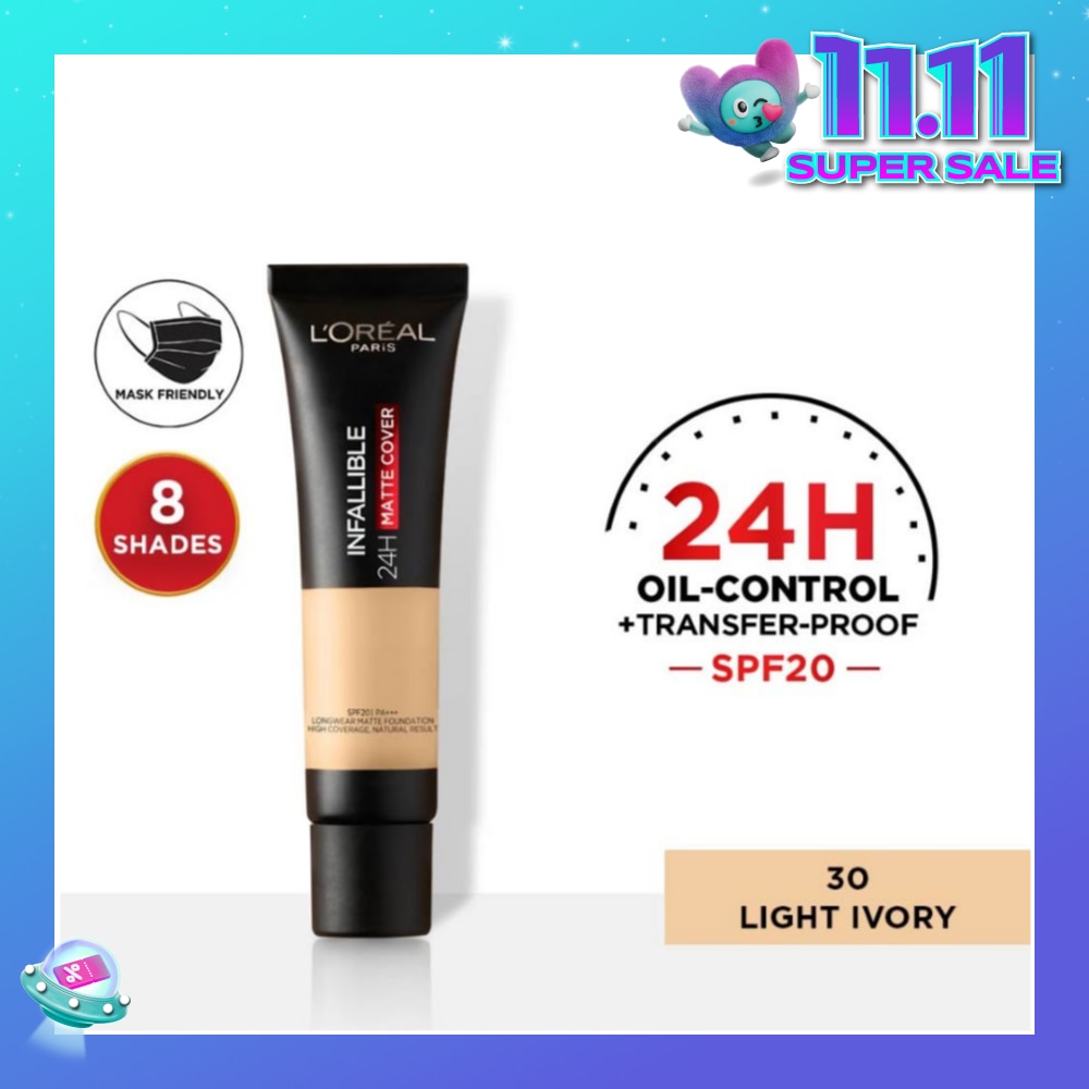 L'OREAL PARIS MAKEUP Infallible 24H Matte Cover Liquid Foundation 30 Light Ivory SPF20 35ml