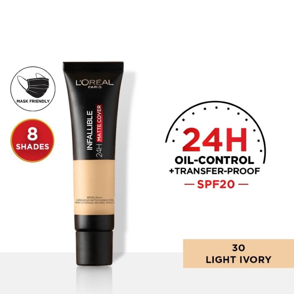 L'OREAL PARIS MAKEUP Infallible 24H Matte Cover Liquid Foundation 30 Light Ivory SPF20 35ml