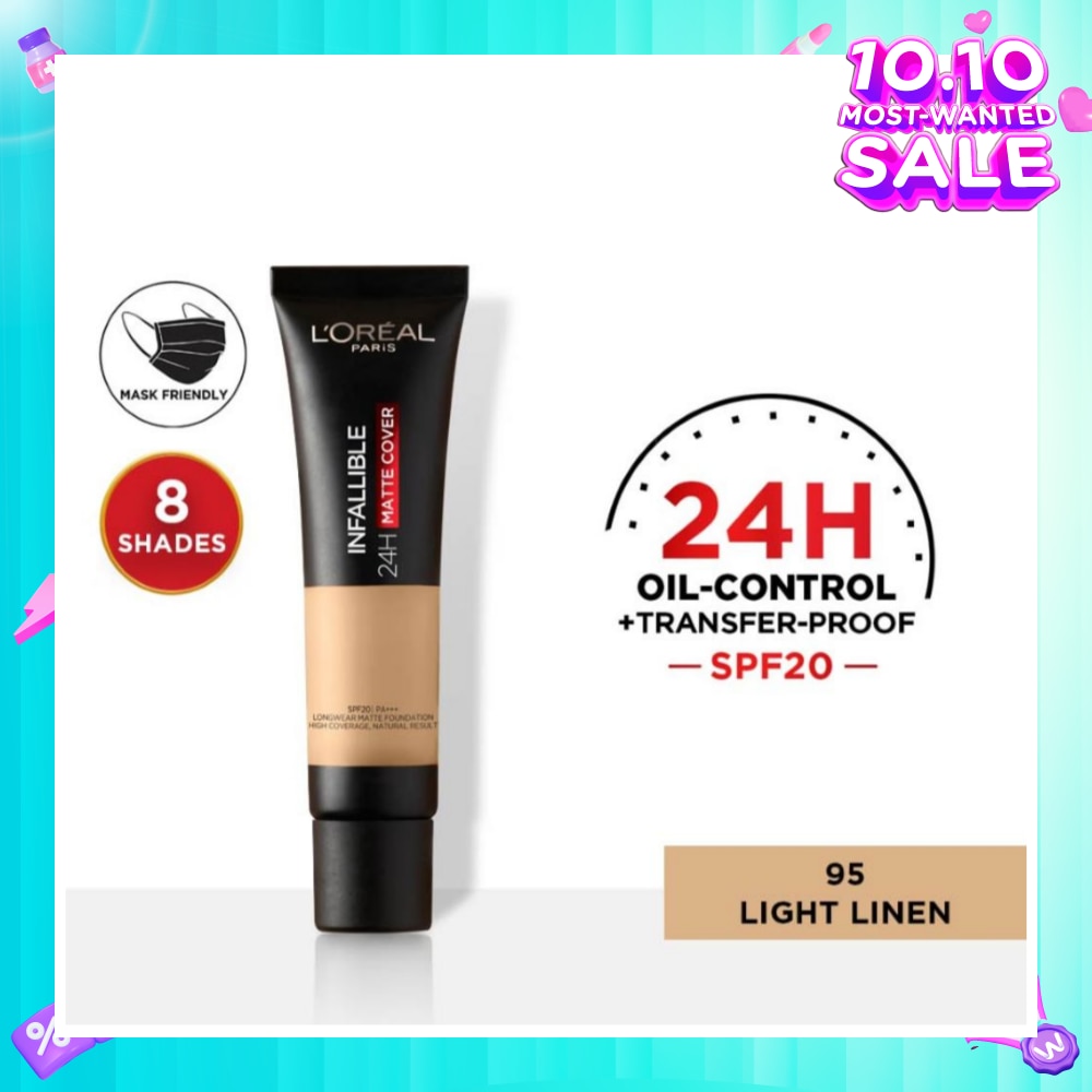 Infallible 24H Matte Cover Liquid Foundation 95 Light Linen SPF20 35ml (Expiry: Jul`2026)