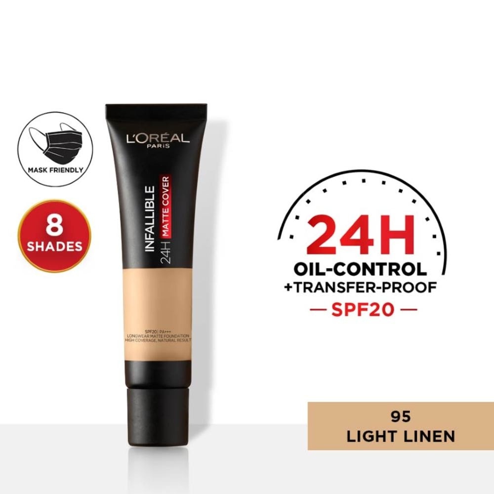 L'OREAL PARIS MAKEUP Infallible 24H Matte Cover Liquid Foundation 95 Light Linen SPF20 35ml