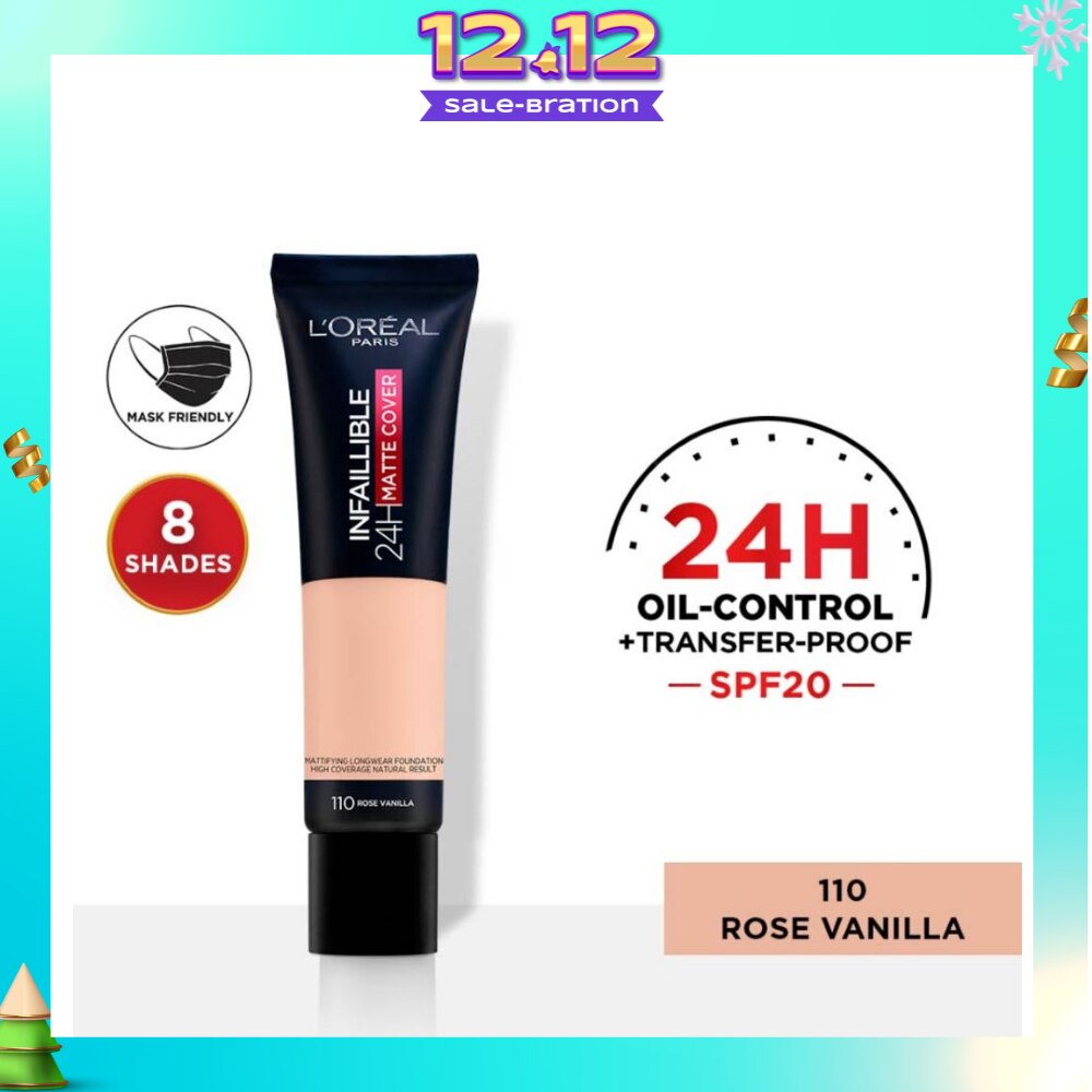 L'OREAL PARIS MAKEUP Infallible 24H Matte Cover Liquid Foundation 110 Rose Vanilla SPF20 35ml
