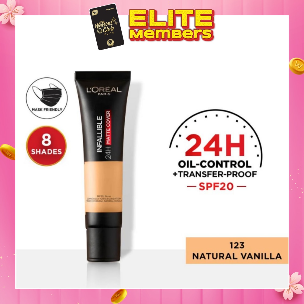 L'OREAL PARIS MAKEUP Infallible 24H Matte Cover Liquid Foundation 123 Natural Vanilla SPF20 35ml