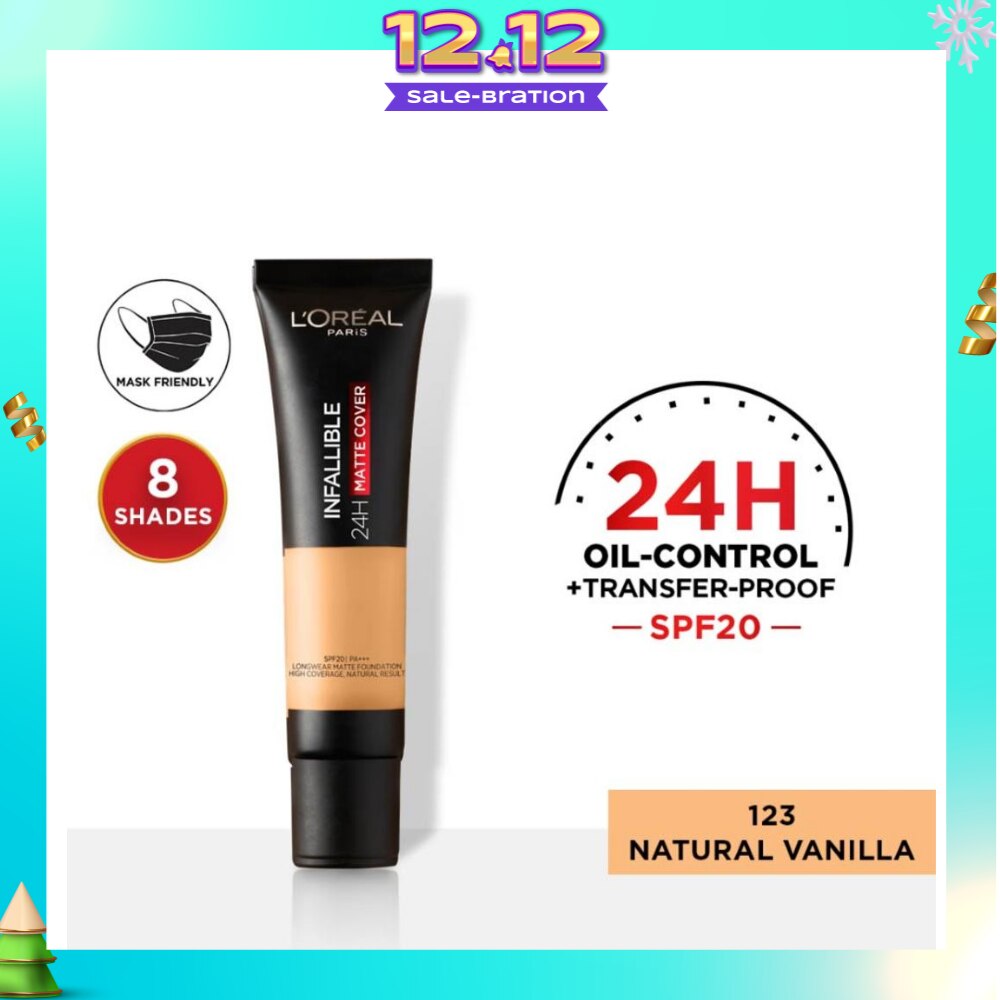 L'OREAL PARIS MAKEUP Infallible 24H Matte Cover Liquid Foundation 123 Natural Vanilla SPF20 35ml